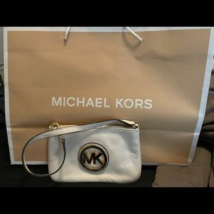 Never used white Italian leather clutch